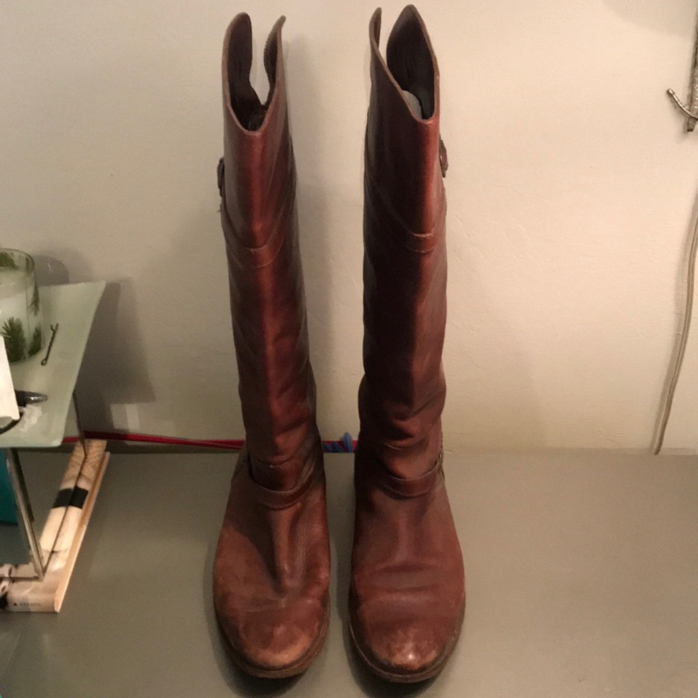 Women’s brown leather tall boots